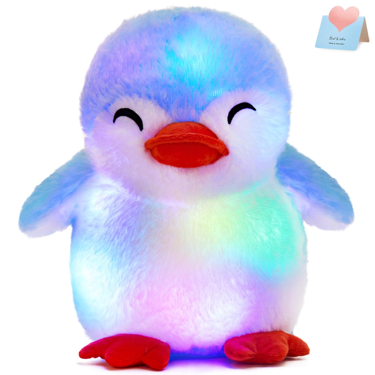 Glow Guards Light up Penguin Stuffed Animal Snuggle Soft Plush Toy with LED Night Lights Glow Birthday Children's Day for Toddler Kids, 12''
