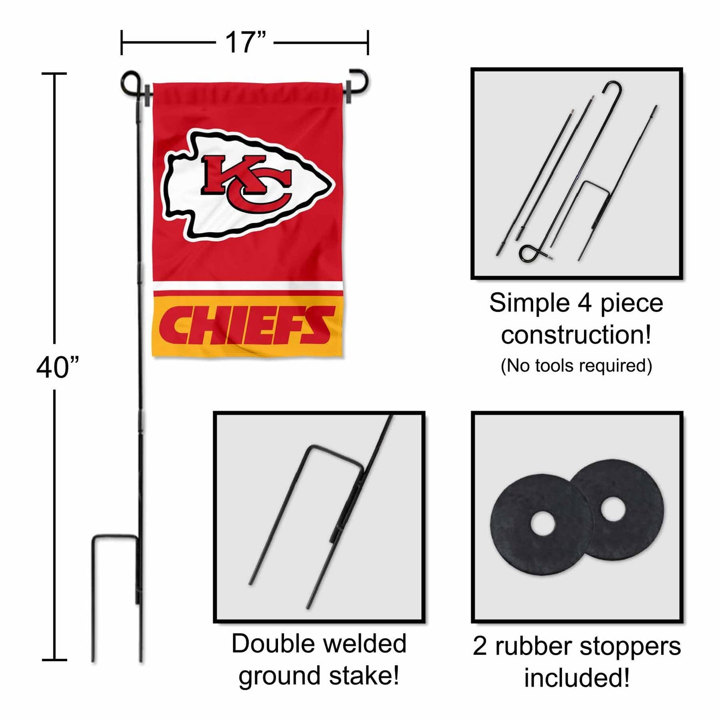 Kansas City Chiefs Garden Flag with Stand Holder