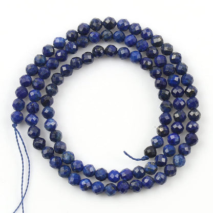 Song Xi 120pcs 3mm Natural Dark Lapis Lazuli Gemstone Beads Faceted Round Loose Stone Beads for Jewelry Making