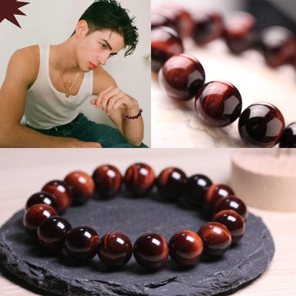 12MM Red Tigers Eye Bracelet for Unisex | Natural Root Chakra Gemstones | Fits for 9" XLarge & Strong Wrist | Bring Luck & Fortune | Anxiety Stress Relief Spritual choice for Friends Familys