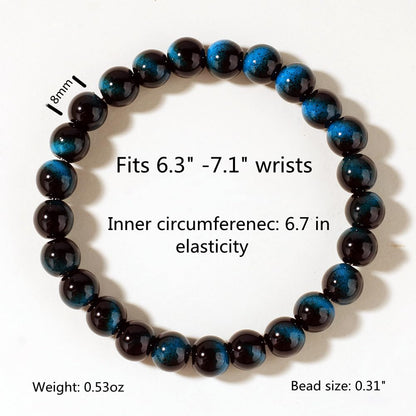 WEFRIN Evil Eye with Hematite Black Obsidian Tiger Eye Stone Triple Protection Bracelets for Men Women, Crystal Healing Stone Bracelet Bring Luck Prosperity and Happiness Jewelry (I-8mm(i))
