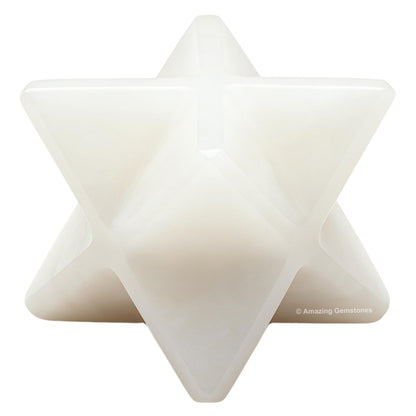 Amazing Gemstone Snow Quartz Merkaba Crystal - 0.75 Inches Metaphysical Merkaba Star for Meditation - Energetic Tetrahedron Crystal and Healing Stones and Healing (15-20mm)