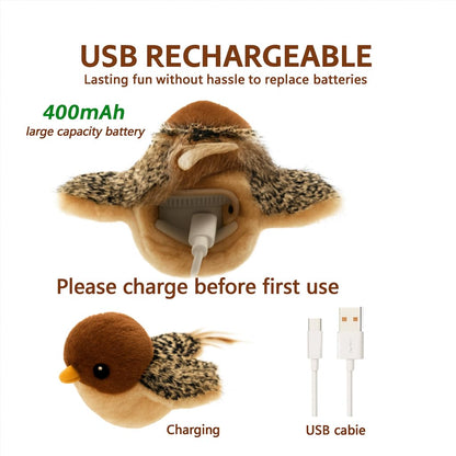 CKFPS Flying Bird Cat Toy (Not a Flying Bird) – Interactive Flappy Bird Toy for Indoor Cats, USB Rechargeable with Real Feathers, Chirping Sounds & Remote Control