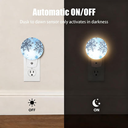 Olikked Plug-in Winter Frost Scene Night Light Sparkling Winter Crystals Snowflakes Nightlight with Dusk to Dawn Sensor, Auto On/Off 0.5W Energy-Saving LED Lighting for Sleep Friendly