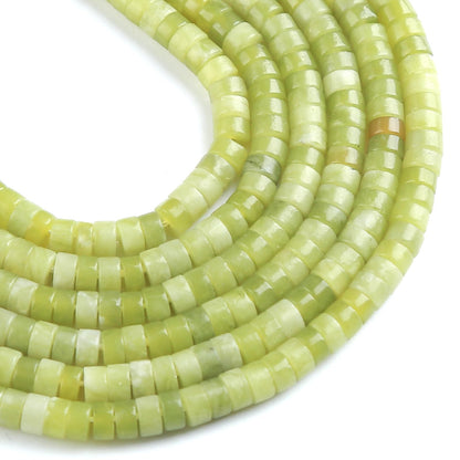 150pcs 2x4mm Natural Chinese Green Jade Tube Shape Beads Loose Flat Round Cylinder Flat Spacer Green Stone Beads for Bracelet Earrings Jewelry Making