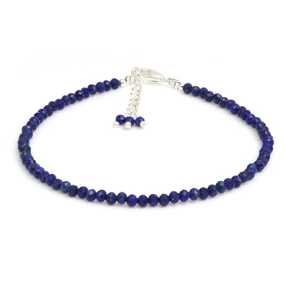 Gempires Lapis Lazuli Bracelet for Women | Dainty Handmade Gemstone Beaded Bracelet 2.5 mm | Minimalist Stacking Jewelry | Lightweight Everyday Bracelet | Deep Blue Stone Gift for Her
