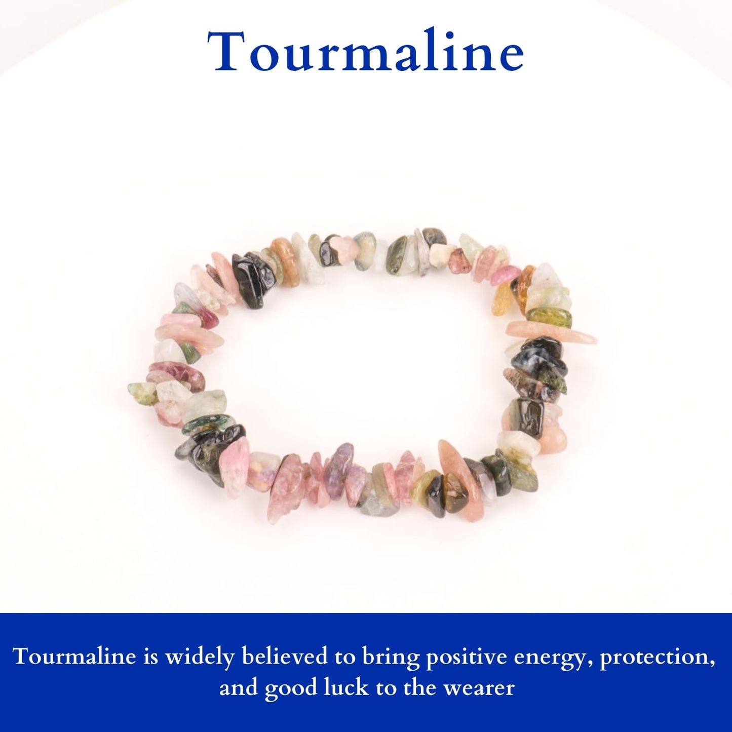 Herxion Tourmaline Bracelet for Women & Men- Natural Raw Protection Bracelet, Irregular Chips Stretch Healing Crystals Bracelets Anxiety Relief Jewelry for Calm, Balance & Peace