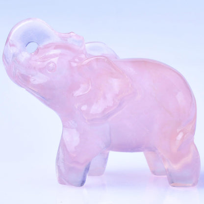 Ytbeoxk 1.8 Inch Rose Quartz Elephant Crystal Decor, Healing Crystal Cute Figurines,Pink Elephant Gemstones Decorations Statue, Lucky Reiki Stones in Home and Office Meditation Gift for Women and Men