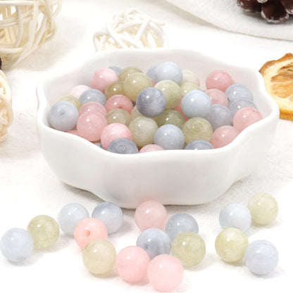 35pcs 10mm Natural Morganite Gemstone Beads Energy Healing Crystal Round Loose Stone Beads for Jewelry Making, DIY Bracelets Necklaces