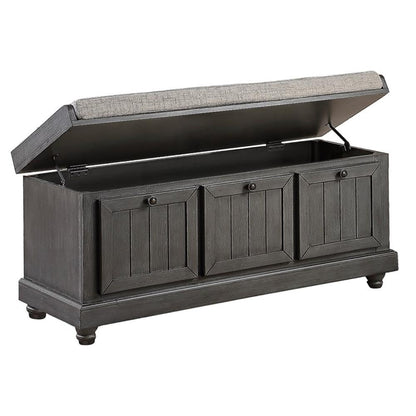 Pousutong Lexicon Woodwell Wood Storage Bench in Dark Gray