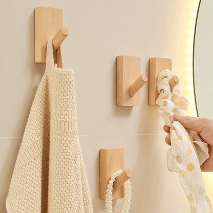 CoolCedar Wall Hooks Wood Hat Hooks Coat Rack Wall Mounted Extended Wooden Pegs for Hanging Keys, Cups, Baseball Caps, Pictures, Hat Hangers Rack. (6Pack)