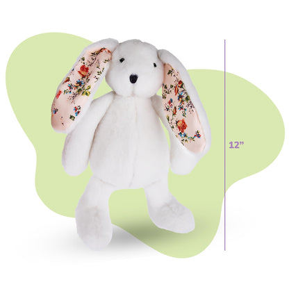 ArtCreativity Blossom Bunny Plush for Kids - 12 inches - White Plush Stuffed Bunny Rabbit with Floral Blossom Print Ears and Feet for Girls - Stuffed Animal Gifts for Kids, Toddlers, and Baby Girls