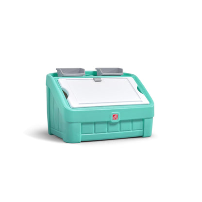 Step2 2-in-1 Toy Box & Art Lid, Kids Toy Storage Bin & Organizer, Easel & Chest in One, Made of Durable Plastic, For Toddlers 2+ Years Old, Mint