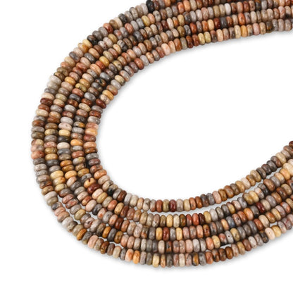 170pcs 4x2mm Natural Crazy Lace Agate Disk Rondelle Spacer Semi Precious Gemstone Loose Stone Beads for Jewelry Making 15 Inch