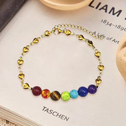 YOTHIWAD 7 Chakra Bracelets for Women Adjustable Stainless Steels 8mm Natural Round Gemstone Beads Reiki Healing Crystal Ankle Bracelet Yoga Energy Jewelry