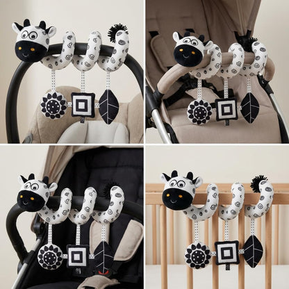 Car Seat Toys – Baby Toys 0-6-12 Months High Contrast Black & White Spiral Car Seat Toy, Carseat Toys Hanging for Newborn Toys, Stroller Toys, Baby Stroller Toy, Infant Toys, Crib Toys Hanging