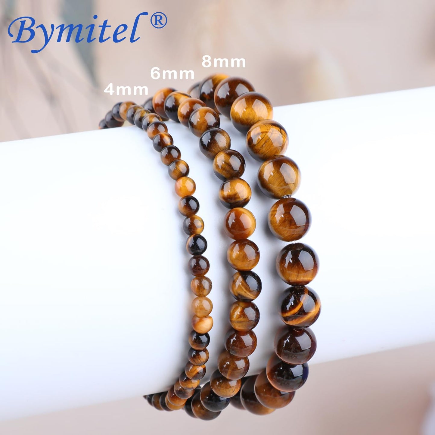 Bymitel 8mm Yellow Tiger's Eye - Handmade Reiki Gemstone Stretch Bracelet, Natural Beauty & Spiritual Essence, Crystal Healing for Unisex Adults