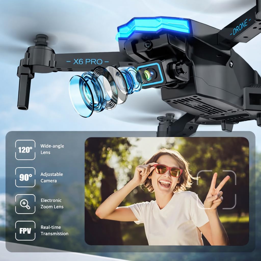 Drone with Camera 1080P with Brushless Motor Mini Drone for Beginner, Long Fly Time, One Key Start, Headless Mode, 2 Batteries, RC Quadcopter Helicopter Toy Gifts for Teen Boys and Girls