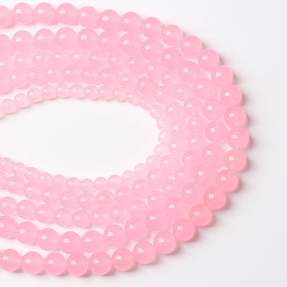 45pcs Natural Light Pink Chalcedony Stone Beads for Jewelry Making - Energy Healing Power Stone Beads - DIY Bracelet Necklace Accessories - 15" (8mm, Light Pink Chalcedony)