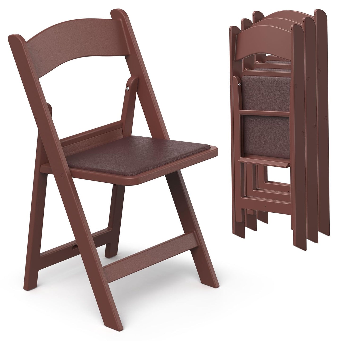 Nazhura Garden and Patio Folding Chair Set of 4 for Event and Wedding, Lightweight with Padded Seat, Water-Proof, Double Braced Frame, Non-Slip Feet, 900LB Capacity (Brown)