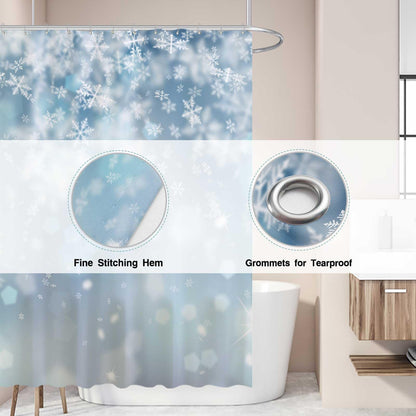 Allenjoy 72x72 inch Winter Shower Curtain Falling Snowflake Bokeh Ice Wonderland Bathroom Curtain Durable Waterproof Fabric Bathtub Sets Home Decor