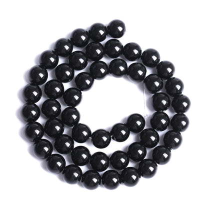 6mm 66pcs Natural Black Agates Onyx Stone Beads Smooth Round Loose Spacer Beads for Jewelry Making DIY Bracelets 15"