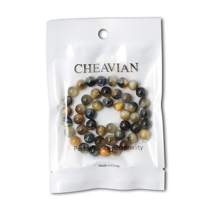 CHEAVIAN 45PCS 8mm Natural Dream Tiger Eye Stone Round Loose Beads for Jewelry Making DIY Bracelet Necklace Materials 1 Strand 15"