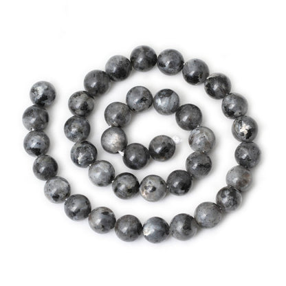 CHEAVIAN 35PCS 10mm Natural Black Labradorite Gemstone Round Loose Beads Crystal Energy Stone for DIY Jewelry Making 1 Strand 15"
