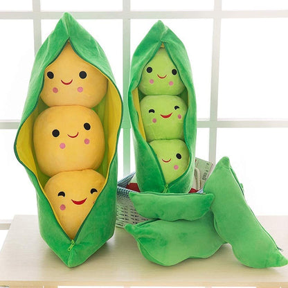 AOQI Giant Peas in A Pod Plush Toy Pea Pod Pillow Cute Pea Stuffed Toys Plant Doll Various Sizes (Green Beans,15.7''/40cm)