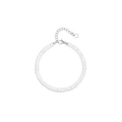 POTESSA Puka Shell Bracelet for Women Summer Natural Seashell Hawaiian Pooka Bracelet Heishi Clam Chips Surfer Jewelry