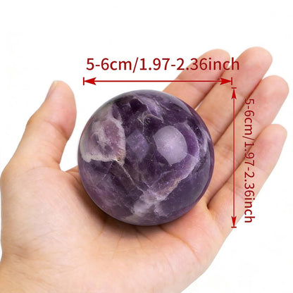 AierCrystal Natural Stone Crystal Sphere Feng Shui Home Decoration Ball Positive Energy Scrying Orb for Meditation Tool for Spiritual Space Purification Globe(Diameter5-6cm Amethyst Sphere)