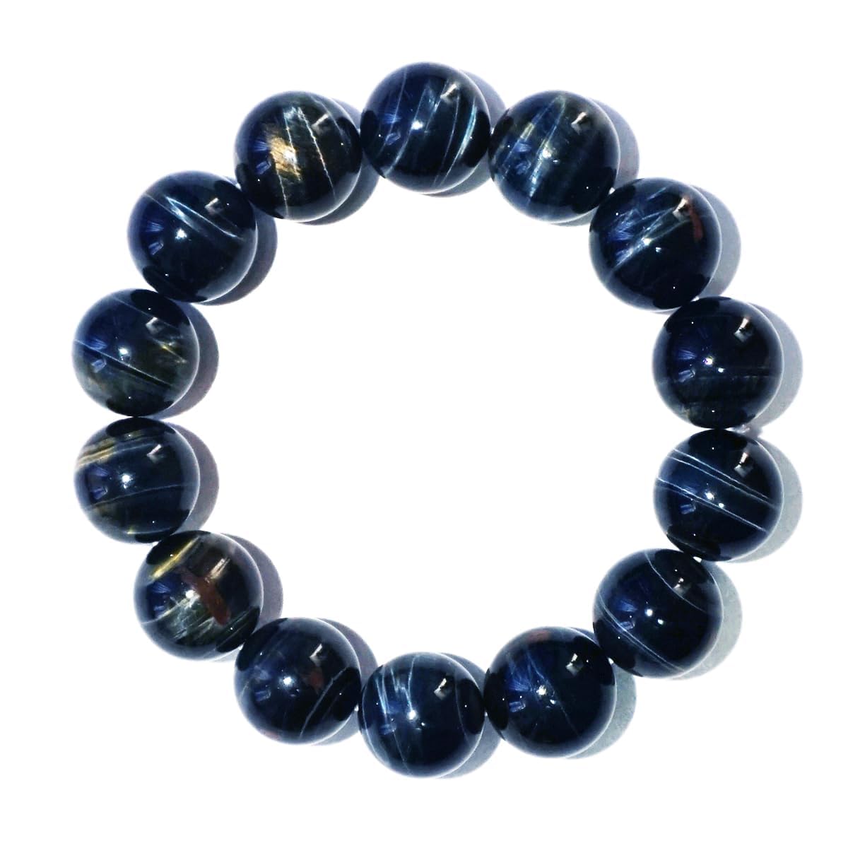 TaHLga Blue Tigers Eye Mens Bracelet 16MM | Fits for About 8" XLarge Wrist | Natural Solar Plexus Chakra Gemstones | Bring Luck Wealth Courage | Protection from Evil | Gift