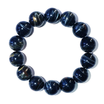 TaHLga Blue Tigers Eye Mens Bracelet 16MM | Fits for About 8" XLarge Wrist | Natural Solar Plexus Chakra Gemstones | Bring Luck Wealth Courage | Protection from Evil | Gift