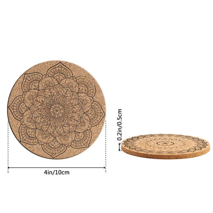 Soleebee Cork Coasters for Drinks, Reusable Cup Mat Round Cork Coasters Set for Home, Office, Bar, Restaurant - 4 Inches (Pack of 9)