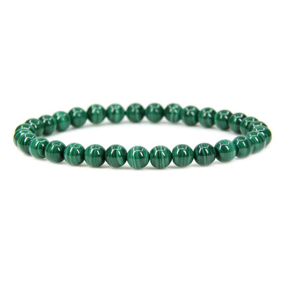 Angelstones Handmade Natural Malachite Healing Gemstone 6mm Round Beads Stretch Crystal Bracelet 7 Inch Unisex