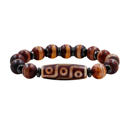 Zircobic Nine Eyes Dzi Feng Shui Healing Bracelet | Unique Tibetan Nine Eyes Dzi Wristband | Positive Energy Spiritual Bracelets | Blessing Mala Buddhist Chakra Meditation Jewelry