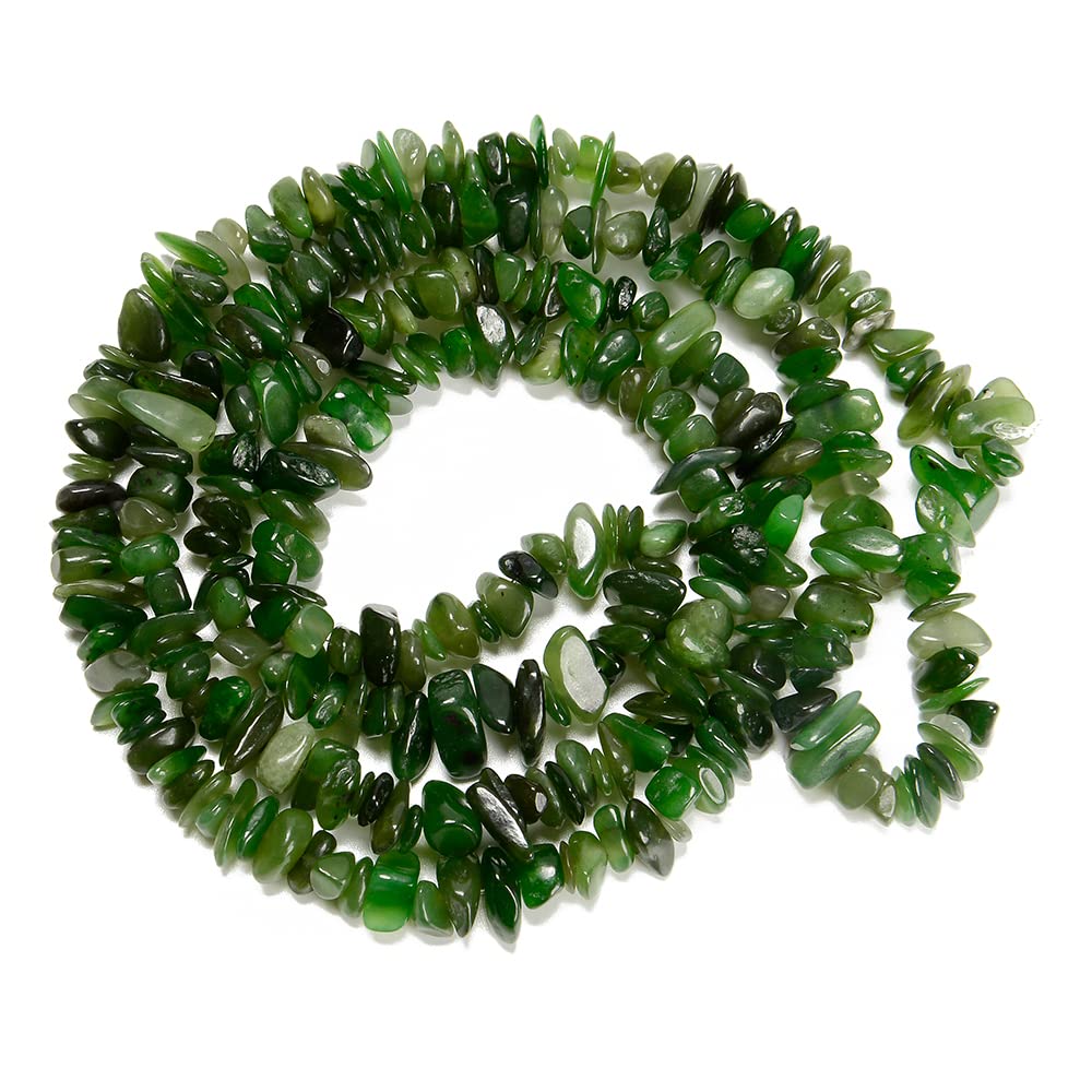 jodaying 7-8mm Natural Green Canada Jade Gemstone Chips Healing Gravel Bracelets Necklace Kit Irregular Tumble Stone Beads DIY Crafts Design Jewelry Making 32"