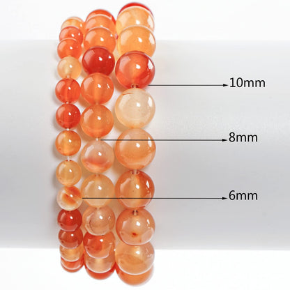 10mm Natural Orange Agate Round Bead - 35PCS Bulk Gemstone Beads for Jewelry Making, DIY Bracelets, Necklaces - Includes Crystal Stretch Cord - Beads for Crafting Gifts