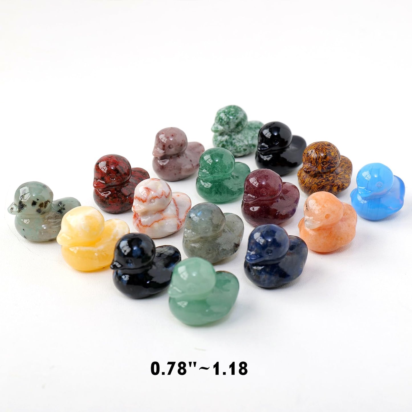 Runyangshi 1PCS Duck Figurine Statue Natural Crystal Green Aventurine Duck 1.18" Healing Crystal Stone Hand Carved Lucky Duckling Sculpture Home Desk Office Decoration Duck Lover Gift
