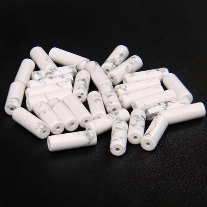 HAAMIIQII Natural White Howlite Tube Beads 13x4mm Column Stone Cylinder Gemstone Loose Beads for Jewelry Making Strand 15 Inch (28-29pcs)