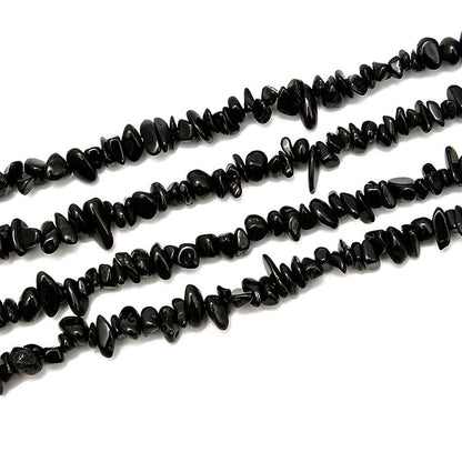 PLTbeads Gemstone Chips Natural Black Tourmaline 3-5mm Healing Crystals Waist Bracelets Necklace Kit Irregular Stone DIY Crafts Design Jewelry Making Approxi 32 inch