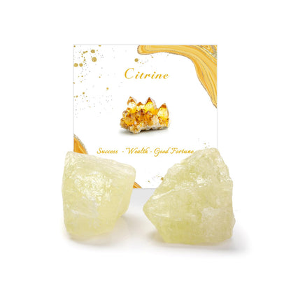 GolbalJew Citrine Natural Raw Crystals 2PCS Healing Crystal Stones 1.2-2.0” Reiki Healing Gemstones for Meditation Chakra Balance Home Decor