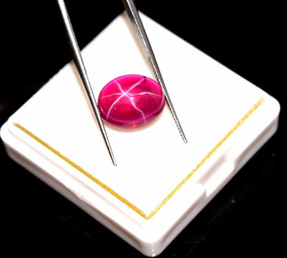 GEMHUB A Grade Red Star Ruby Gem 06.50 Ct Star Ruby Oval Shape, 6 Ray Star Ruby Loose Gemstone for Jewelry Making DZ-097