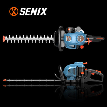 SENIX 4QL 26.5 cc 4 Cycle 22-Inch Gas Hedge Trimmer, Garden Tool to Trim Shrubs,Bushes,and More,Double Sided Dual Action Blades,1-1/8" Cutting Capacity,Includes Blade Cover(HT4QL-L)