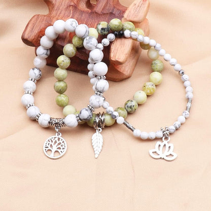 UEUC Tree of Life Yoga Healing Stone Bracelets,Multilayer Lotus Chakra Stone Reiki Bracelet Sets,Anxiety Crystal Natural Stone,for Women Stress Relief(#168)