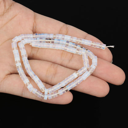 NITOPUPU 150Pcs 4×2mm Natural White Opal Spacer Stone Beads for Jewelry Making Supplies, Loose Semi Flat Round Gemstone Tube Beads for Bracelets DIY Crafts