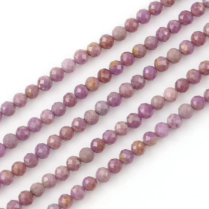Song Xi 120pcs 3mm Natural Purple Mica Gemstone Beads Faceted Round Loose Stone Beads for Jewelry Making (1 Strand)