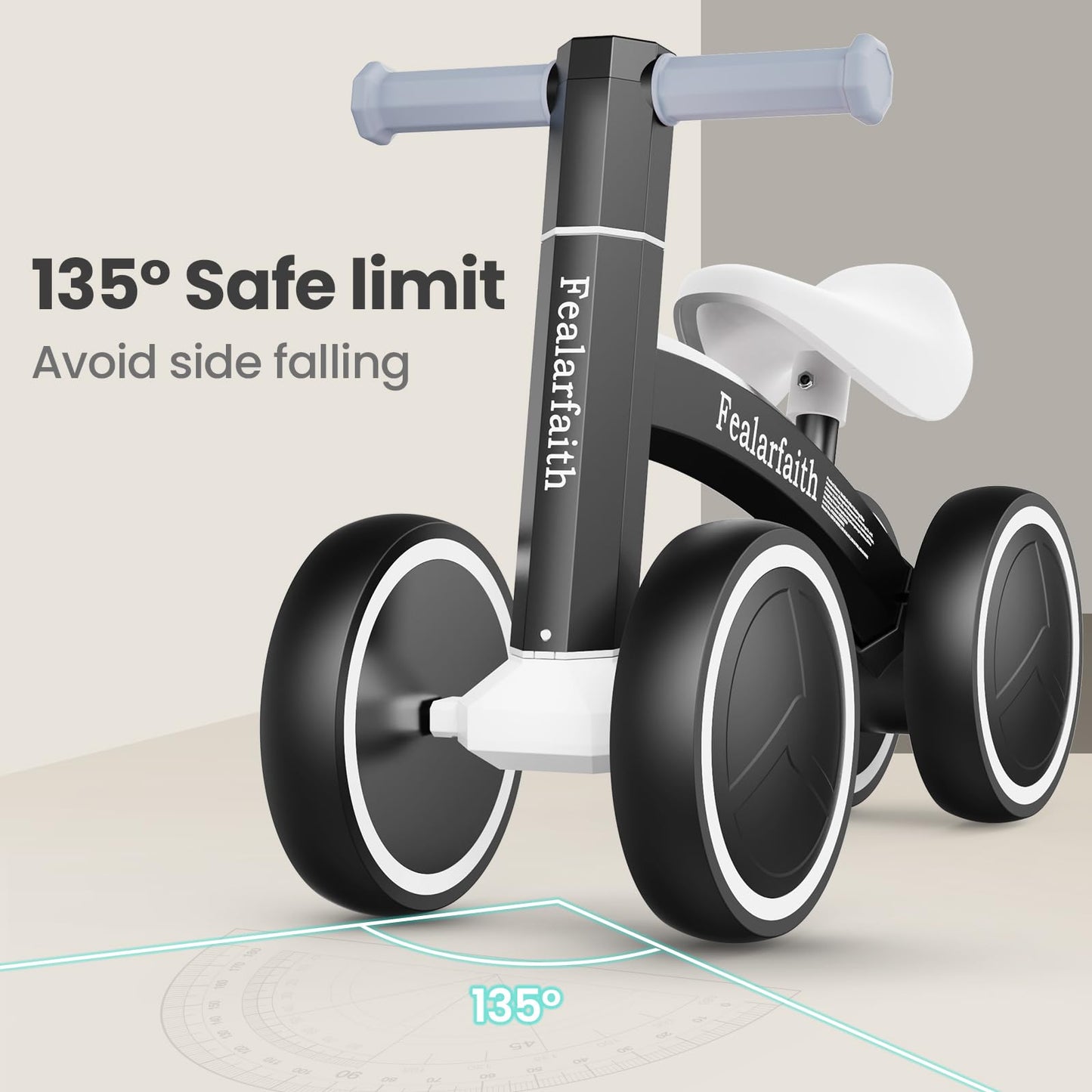 Baby Balance Bike for 1 Year Old Boys Girls, Toddler First Bike with 4 Colorful Lighting Wheels | 10-36 Month Toddler Balance Bike | First Birthday Gifts (Black)