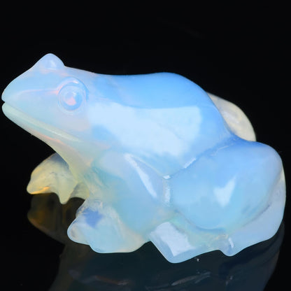 QLRSUXN 2 Inch Opal Frog Crystal Figurine，Frog Gifts Healing Crystal Decor，Frog Garden Statue Stone Energy Gemstones, in Bedroom Office Christmas Meditation Gifts Aquarium Decoration