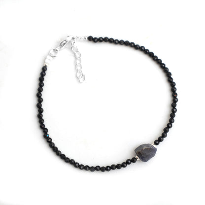 Gempires Blue Sapphire Beaded Bracelet With Raw Sapphire Crystal Jewelry September Birthstone Handmade Gifts Hypoallergenic 8 Inch Silver Plated Lightweight Gemstone Bracelets